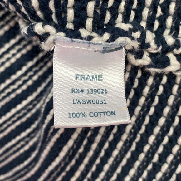 FRAME Navy & White Nautical Boxy Sweater 100% Cotton Sz. XS Runs Big - Picture 6 of 8